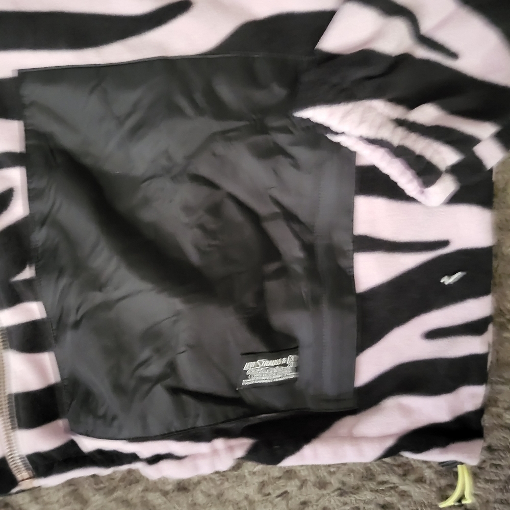 Levi Strauss Zip Up ZlP Pink Zebra Print Sweater Women XL 112024 - Picture 5 of 6